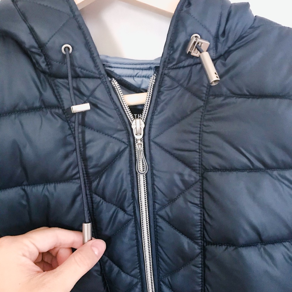 kenneth cole // navy long packable puffer - Picture 2 of 7